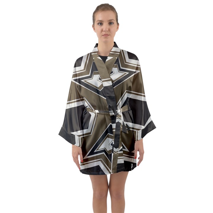 Abstract pattern geometric backgrounds   Long Sleeve Satin Kimono