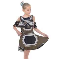 Abstract Pattern Geometric Backgrounds   Kids  Shoulder Cutout Chiffon Dress by Eskimos