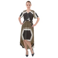 Abstract Pattern Geometric Backgrounds   Front Wrap High Low Dress by Eskimos