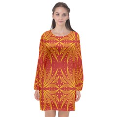 Abstract Pattern Geometric Backgrounds   Long Sleeve Chiffon Shift Dress  by Eskimos