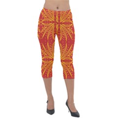 Abstract Pattern Geometric Backgrounds   Lightweight Velour Capri Leggings  by Eskimos