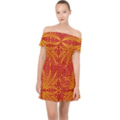 Abstract Pattern Geometric Backgrounds   Off Shoulder Chiffon Dress by Eskimos