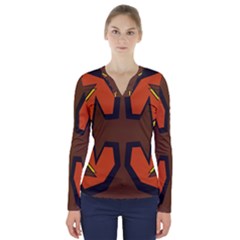 Abstract Pattern Geometric Backgrounds   V-neck Long Sleeve Top by Eskimos