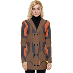 Abstract Pattern Geometric Backgrounds   Button Up Hooded Coat 