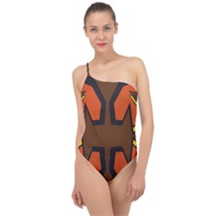 Abstract Pattern Geometric Backgrounds   Classic One Shoulder Swimsuit by Eskimos