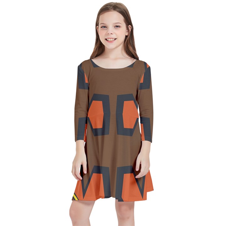 Abstract pattern geometric backgrounds   Kids  Quarter Sleeve Skater Dress