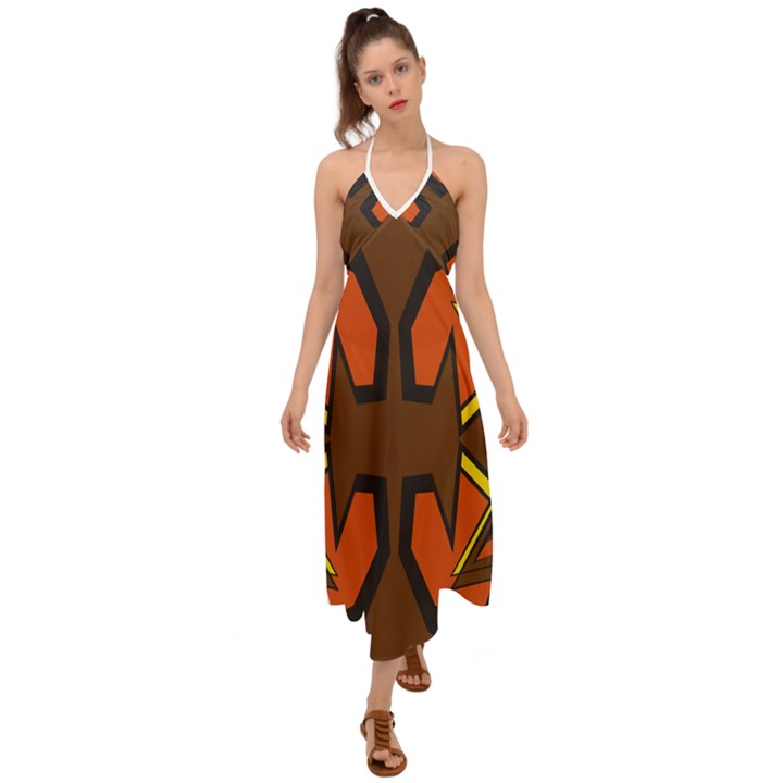 Abstract pattern geometric backgrounds   Halter Tie Back Dress 