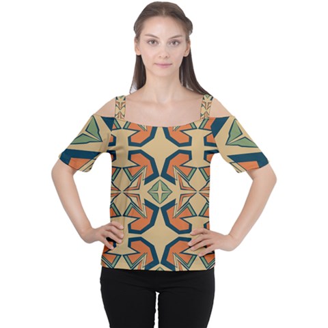 Abstract Pattern Geometric Backgrounds   Cutout Shoulder Tee by Eskimos