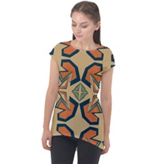 Abstract Pattern Geometric Backgrounds   Cap Sleeve High Low Top by Eskimos