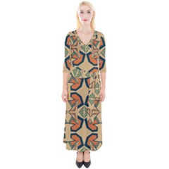 Abstract Pattern Geometric Backgrounds   Quarter Sleeve Wrap Maxi Dress by Eskimos