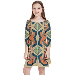 Abstract Pattern Geometric Backgrounds   Kids  Quarter Sleeve Skater Dress by Eskimos