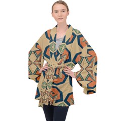 Abstract Pattern Geometric Backgrounds   Long Sleeve Velvet Kimono  by Eskimos