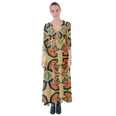 Abstract Pattern Geometric Backgrounds   Button Up Maxi Dress by Eskimos