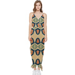 Abstract Pattern Geometric Backgrounds   Sleeveless Tie Ankle Chiffon Jumpsuit by Eskimos