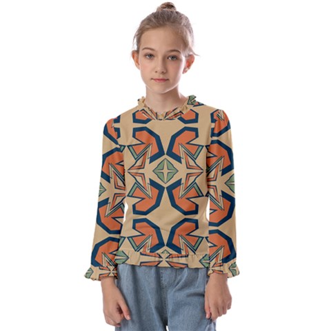 Abstract Pattern Geometric Backgrounds   Kids  Frill Detail Tee by Eskimos