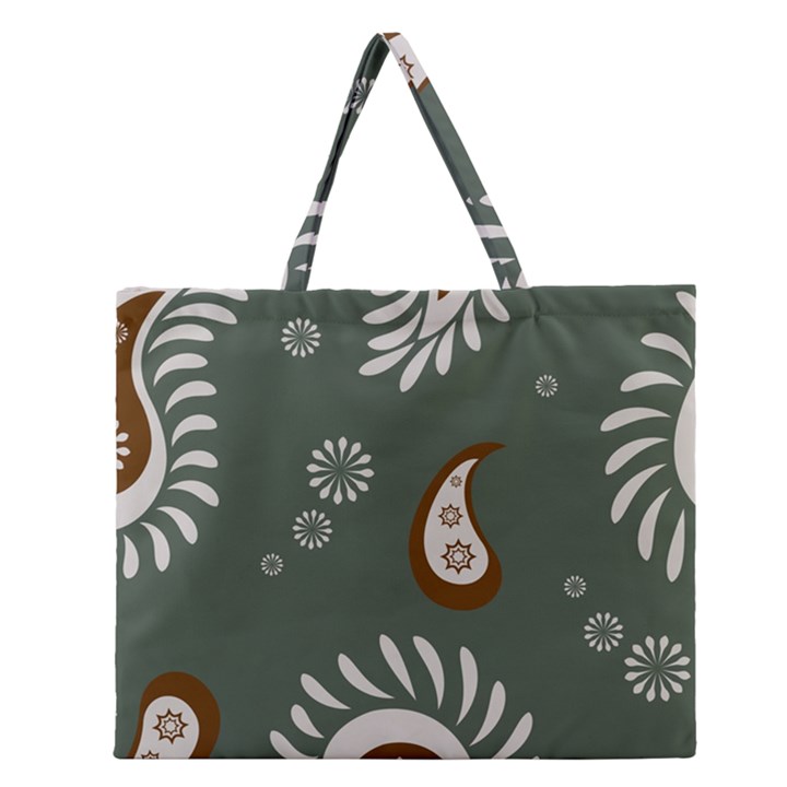 Floral pattern paisley style Paisley print  Doodle background Zipper Large Tote Bag