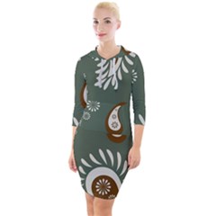 Floral Pattern Paisley Style Paisley Print  Doodle Background Quarter Sleeve Hood Bodycon Dress by Eskimos