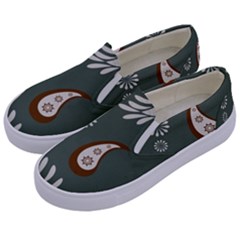 Floral Pattern Paisley Style Paisley Print  Doodle Background Kids  Canvas Slip Ons by Eskimos