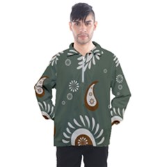 Floral Pattern Paisley Style Paisley Print  Doodle Background Men s Half Zip Pullover by Eskimos