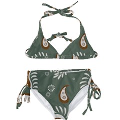 Floral Pattern Paisley Style Paisley Print  Doodle Background Kids  Classic Bikini Set by Eskimos