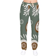 Floral Pattern Paisley Style Paisley Print  Doodle Background Women Velvet Drawstring Pants by Eskimos