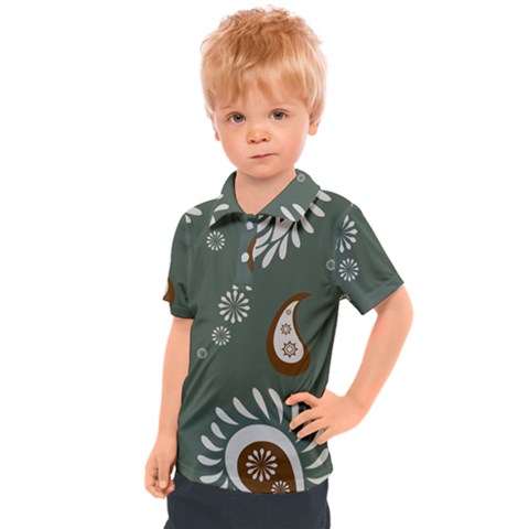 Floral Pattern Paisley Style Paisley Print  Doodle Background Kids  Polo Tee by Eskimos