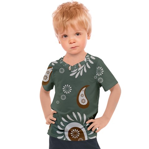 Floral Pattern Paisley Style Paisley Print  Doodle Background Kids  Sports Tee by Eskimos