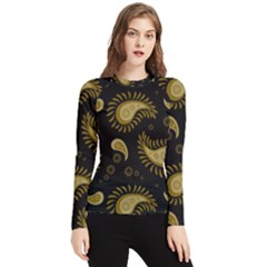 Floral Pattern Paisley Style Paisley Print  Doodle Background Women s Long Sleeve Rash Guard by Eskimos