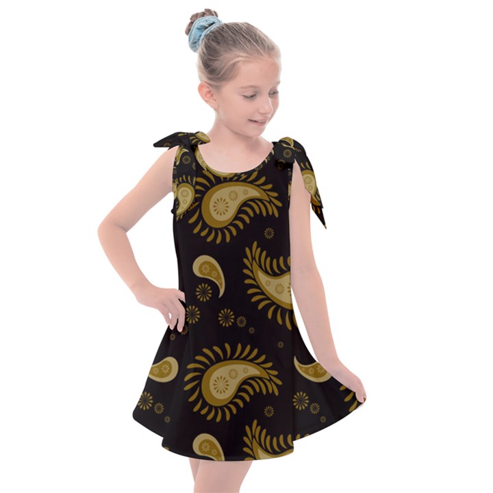 Floral pattern paisley style Paisley print  Doodle background Kids  Tie Up Tunic Dress