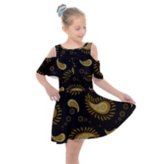 Floral Pattern Paisley Style Paisley Print  Doodle Background Kids  Shoulder Cutout Chiffon Dress by Eskimos