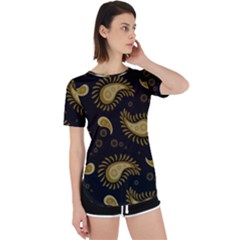 Floral Pattern Paisley Style Paisley Print  Doodle Background Perpetual Short Sleeve T-shirt by Eskimos