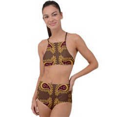 Floral Pattern Paisley Style Paisley Print  Doodle Background High Waist Tankini Set by Eskimos