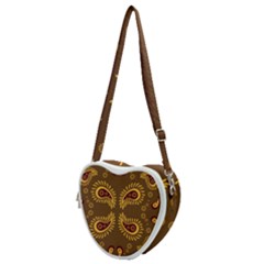 Floral Pattern Paisley Style Paisley Print  Doodle Background Heart Shoulder Bag by Eskimos