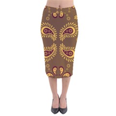 Floral Pattern Paisley Style Paisley Print  Doodle Background Velvet Midi Pencil Skirt by Eskimos