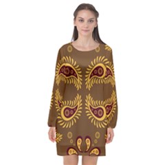 Floral Pattern Paisley Style Paisley Print  Doodle Background Long Sleeve Chiffon Shift Dress  by Eskimos