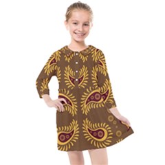 Floral Pattern Paisley Style Paisley Print  Doodle Background Kids  Quarter Sleeve Shirt Dress by Eskimos