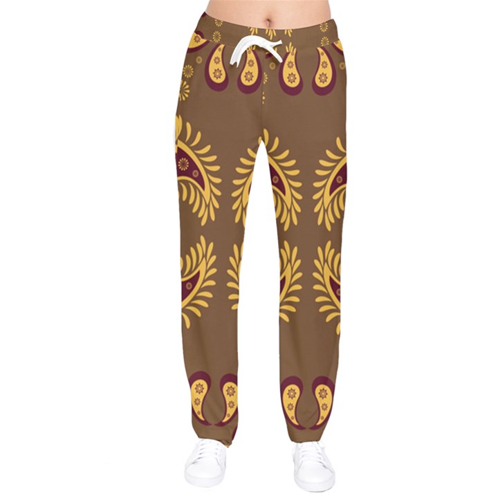 Floral pattern paisley style Paisley print  Doodle background Women velvet Drawstring Pants