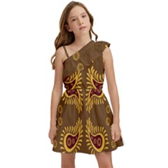 Floral Pattern Paisley Style Paisley Print  Doodle Background Kids  One Shoulder Party Dress by Eskimos