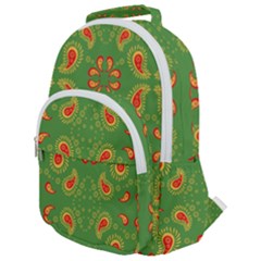 Floral Pattern Paisley Style Paisley Print  Doodle Background Rounded Multi Pocket Backpack by Eskimos