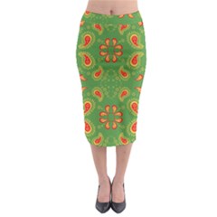 Floral Pattern Paisley Style Paisley Print  Doodle Background Midi Pencil Skirt by Eskimos