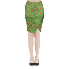 Floral Pattern Paisley Style Paisley Print  Doodle Background Midi Wrap Pencil Skirt by Eskimos