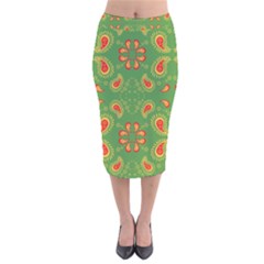 Floral Pattern Paisley Style Paisley Print  Doodle Background Velvet Midi Pencil Skirt by Eskimos