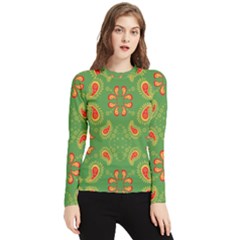 Floral Pattern Paisley Style Paisley Print  Doodle Background Women s Long Sleeve Rash Guard by Eskimos