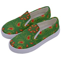 Floral Pattern Paisley Style Paisley Print  Doodle Background Kids  Canvas Slip Ons by Eskimos