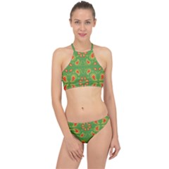 Floral Pattern Paisley Style Paisley Print  Doodle Background Racer Front Bikini Set by Eskimos