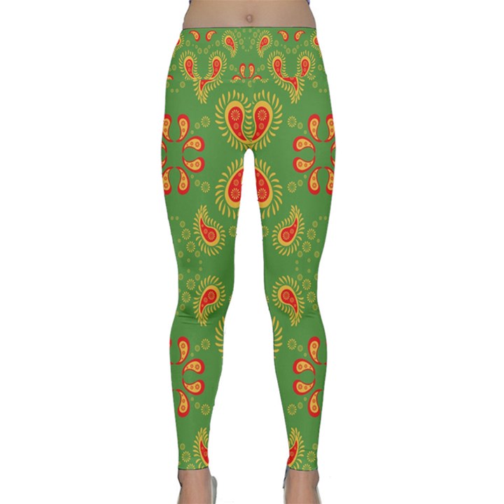 Floral pattern paisley style Paisley print  Doodle background Lightweight Velour Classic Yoga Leggings