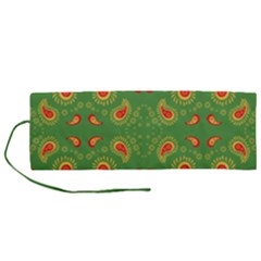 Floral Pattern Paisley Style Paisley Print  Doodle Background Roll Up Canvas Pencil Holder (m) by Eskimos