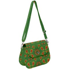 Floral Pattern Paisley Style Paisley Print  Doodle Background Saddle Handbag by Eskimos