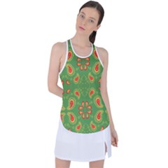 Floral Pattern Paisley Style Paisley Print  Doodle Background Racer Back Mesh Tank Top by Eskimos