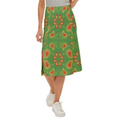 Floral Pattern Paisley Style Paisley Print  Doodle Background Midi Panel Skirt by Eskimos